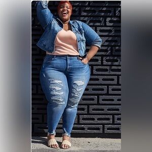 TORRID Bombshell Skinny Premium Stretch High-Rise Destructed Jean